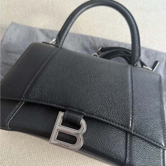 Balenciaga Small Hourglass Bag with Black Grained Calfskin Silver Hardware - Picture 7 of 12